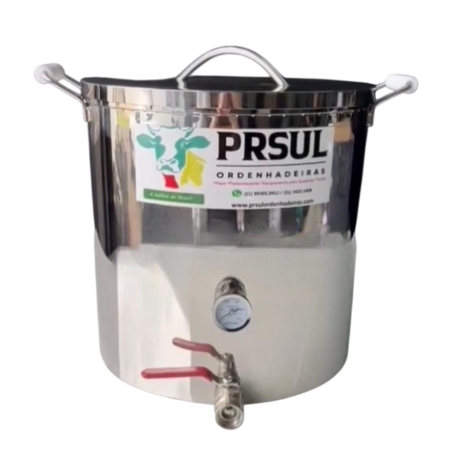 Panela Caldeirão Inox 50 Litros com Registro e manômetro