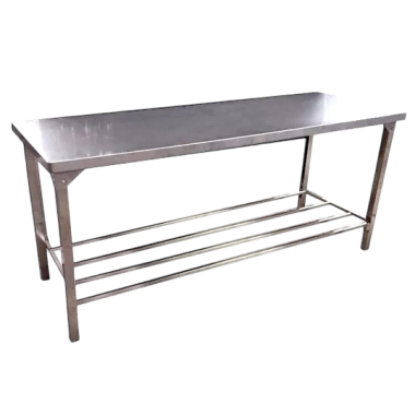 Mesa de inox 304 modelo reta com gradil embaixo